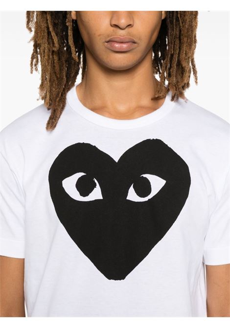 t-shirt black heart unisex bianco COMME DES GARÇONS PLAY | AX-T070-0511